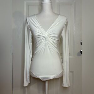 All Saints White Twist-Knot Long Sleeve Bodysuit size Large (see photos)